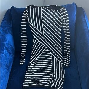 Bailey 44 Black and White Geometric Striped Dress